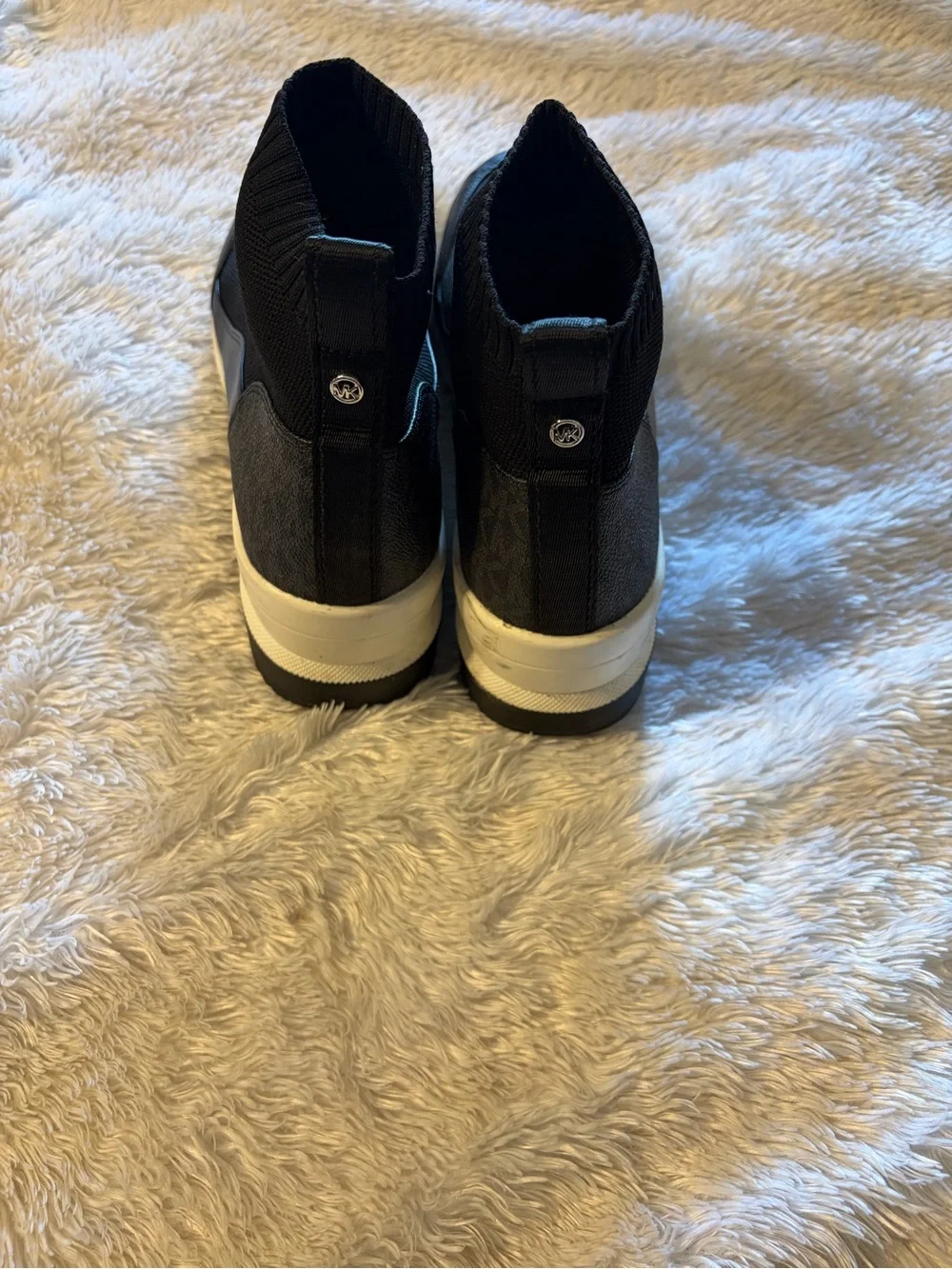Michael Kors Black Knit Sock-Wedge Sneakers